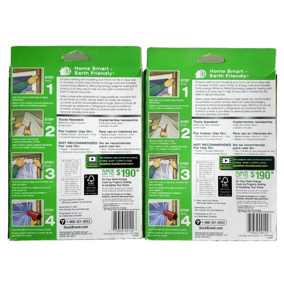 New Shrink Film Insulation Kits Winter Wrap 5 Windows 62"x 210" Duck 2 Boxes - Picture 3 of 5